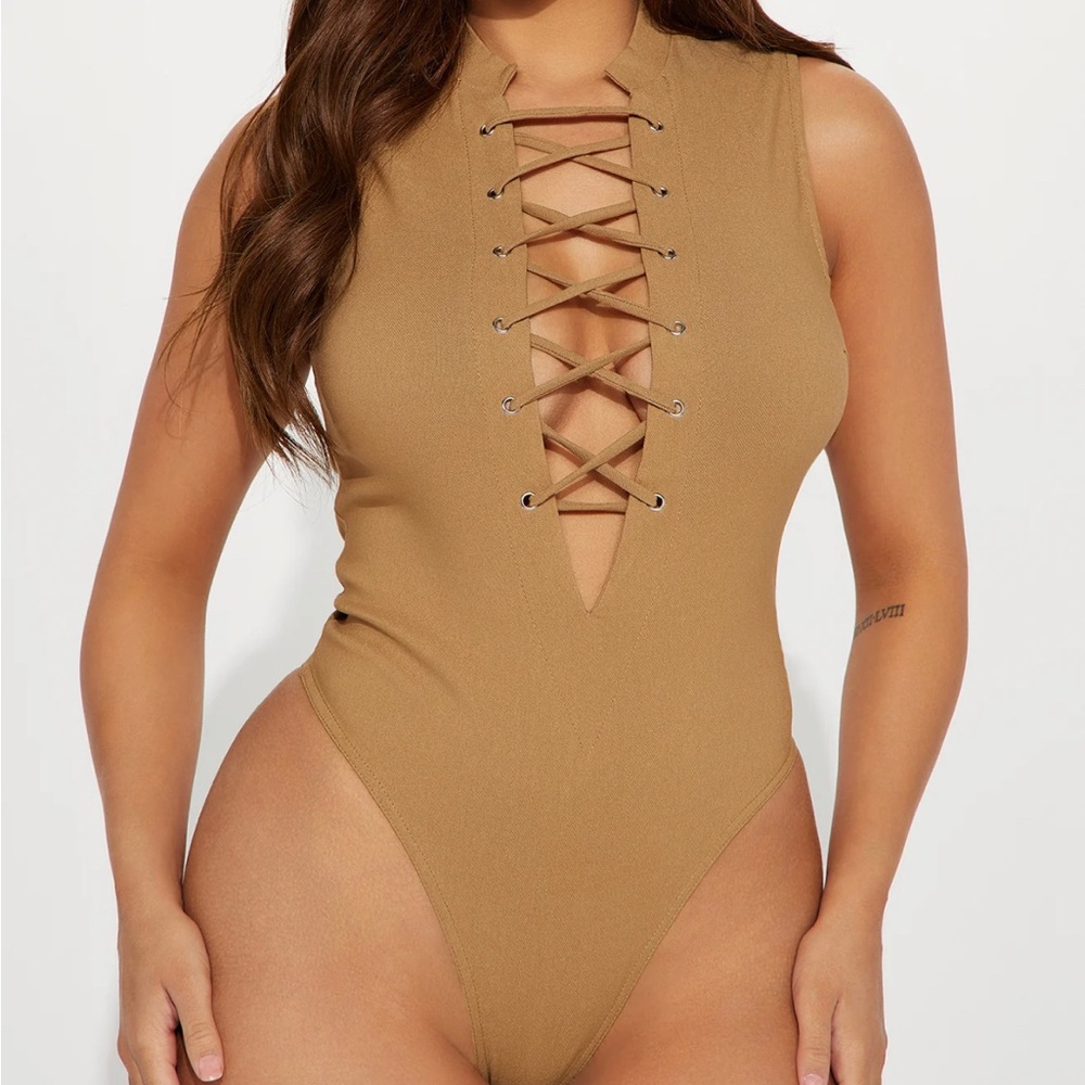 FASHION NOVA Bodysuit Taupe Size S